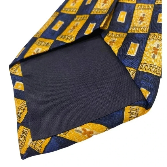 Nordstrom  100% Silk Navy Blue & Yellow Gold Neck Tie - Picture 4 of 5